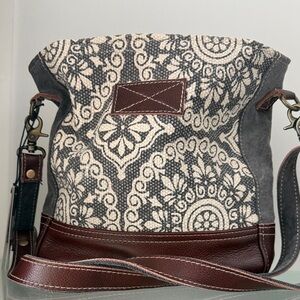 Myra Bag Black and Brown Patterned Shoulder Bag